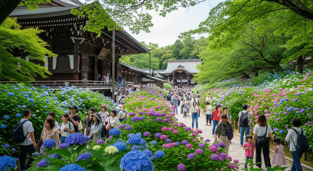 japan temple Hydrangea